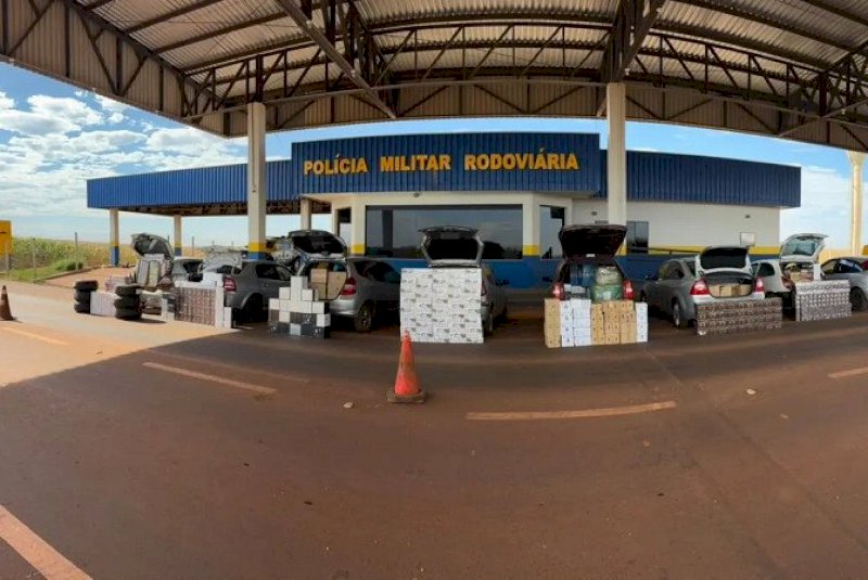 Perseguição termina com oito veículos e carga de R$ 1,9 milhão apreendidos