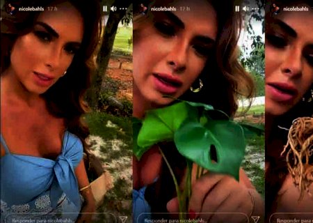 Nicole Bahls compra muda de planta, rega por uma semana e descobre que era de plástico