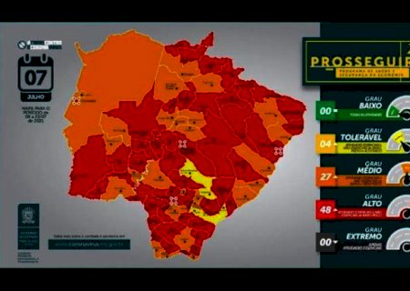 Maioria dos municípios de Mato Grosso do Sul está na bandeira vermelha