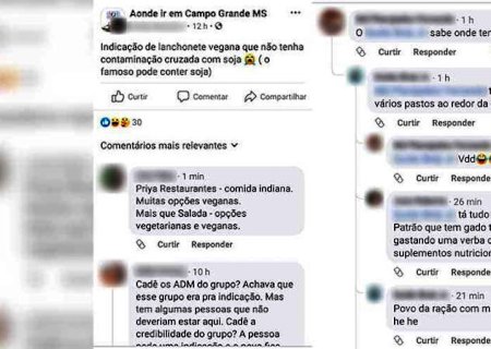 'Vai comer pasto': Pedido por indicação de comida vegana gera revolta nas redes em MS