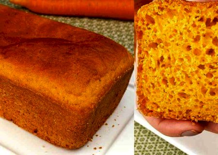 Pão caseiro de cenoura sem sovar fica muito fofo e é fácil de fazer