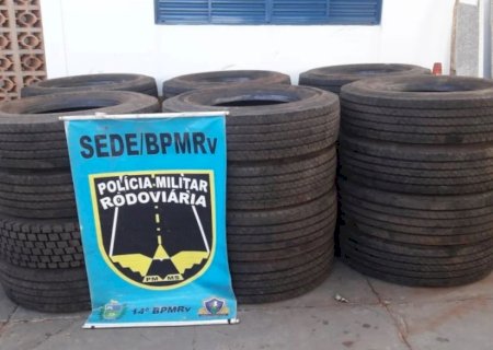 Carga de descaminho de pneus avaliada em R$ 37 mil é apreendida na MS-162