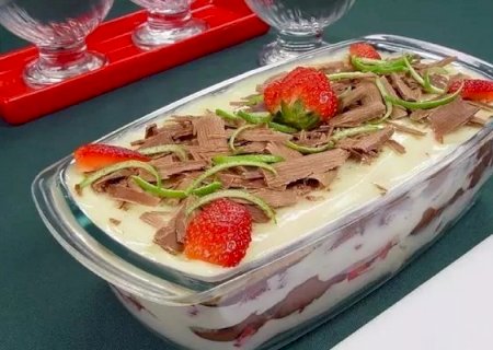 Pavê de limão com creme de avelã simples e delicioso
