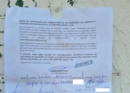 Convocação para Assembleia Geral Extraordinária do Itaporã Futebol Clube: Eleição da Nova Diretoria e Conselho Fiscal