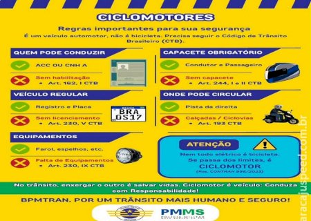 Ciclomotor não é bicicleta: PMMS alerta para regras obrigatórias de circulação e segurança