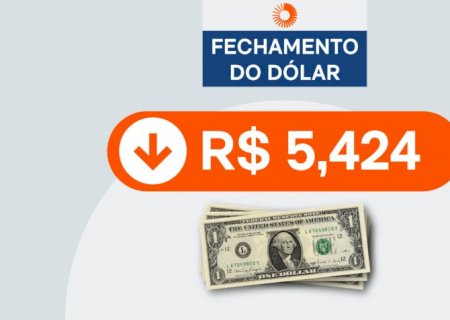 Dólar cai para R$ 5,424 no 1º pregão de 2026