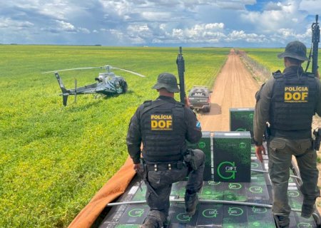 Com apoio do helicóptero, DOF apreende caminhão com 27,5 mil pacotes de cigarros