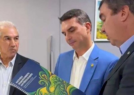Em Brasília, Riedel e Flávio Bolsonaro fecham agenda para visita a Campo Grande