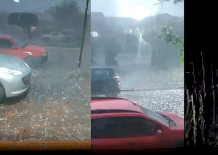 Tempestade de granizo destrói carros e casas no interior de MS (vídeo)