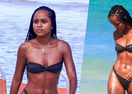 Duda Santos exibe shape sarado na praia da Barra da Tijuca