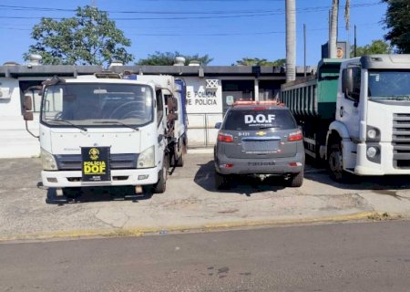 DOF recupera caminhão de lixo roubado em Anastácio e prende três envolvidos