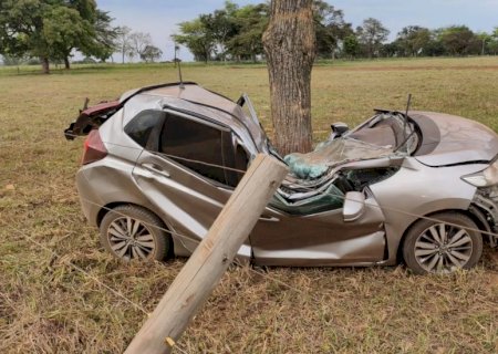Motorista tenta fugir da PRF, bate em árvore e é preso com 300 kg de pasta base no MS