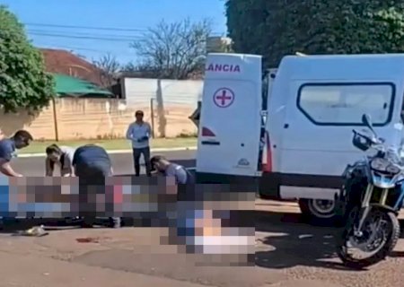 Itaporã: acidente entre motocicleta e bicicleta deixa duas pessoas feridas